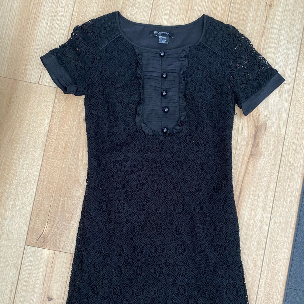 Etcetera Lace Short Sleeve Black Dress size 0